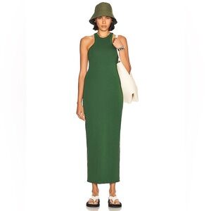 Jersey Double Halter Long Dress in Forest